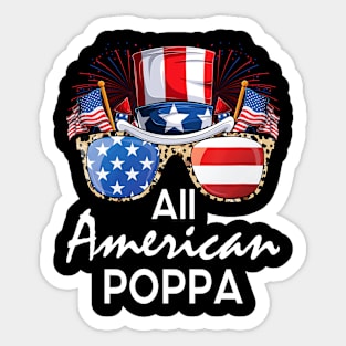 All American Poppa 4th of July USA America Flag Sunglasses Sticker